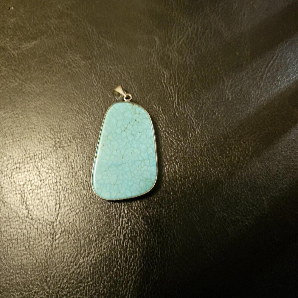 PENDANT MAGNESITE BLUE DOUBLE SIDED TRAPEZOID